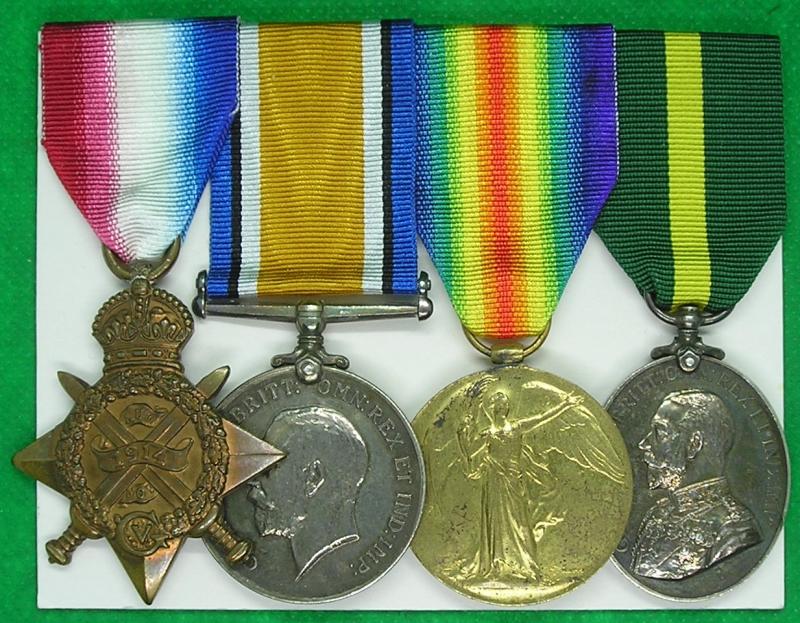 WW1 1914 MONS STAR TRIO & GV T.F.E.M, NORTHUMBERLAND HUSSARS YEOMANRY