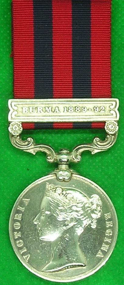 IGS 1854 BURMA 1889-92, 2nd OXFORD LIGHT INFANTRY