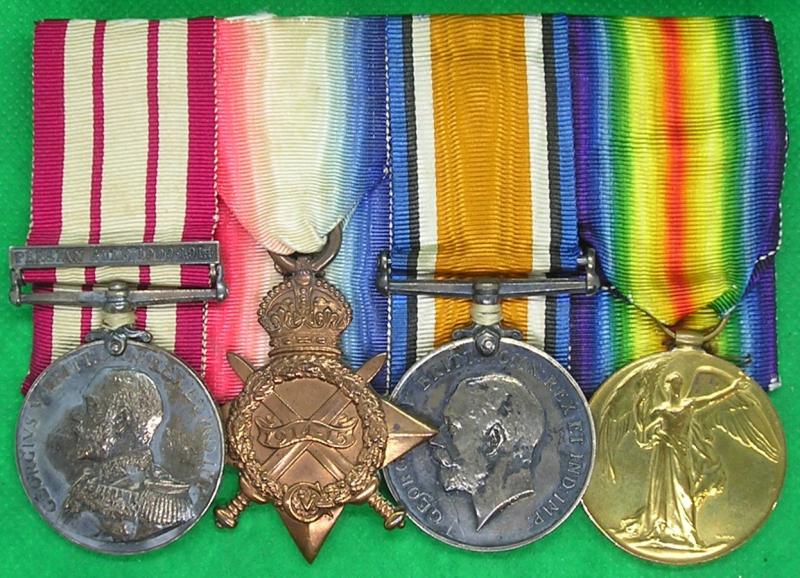 NGS PERSIAN GULF 1909-14 & 1914-15 TRIO, RN OFFICER, HMS SWIFTSURE, WOUNDED WW1