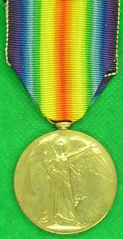WW1 VICTORY MEDAL, 25th ROYAL WELSH FUSILIERS, D.O.W F&F-24-4-1918 FROM BURNLEY
