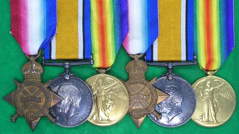 2x 1914-15 TRIOS TO BROTHERS, 1/4th LOYAL NORTH LANCASHIRE REGIMENT, ONE K.I.A & THE OTHER WOUNDED, BOTH ON THE SAME DAY 8-8-16, FROM CHORLEY