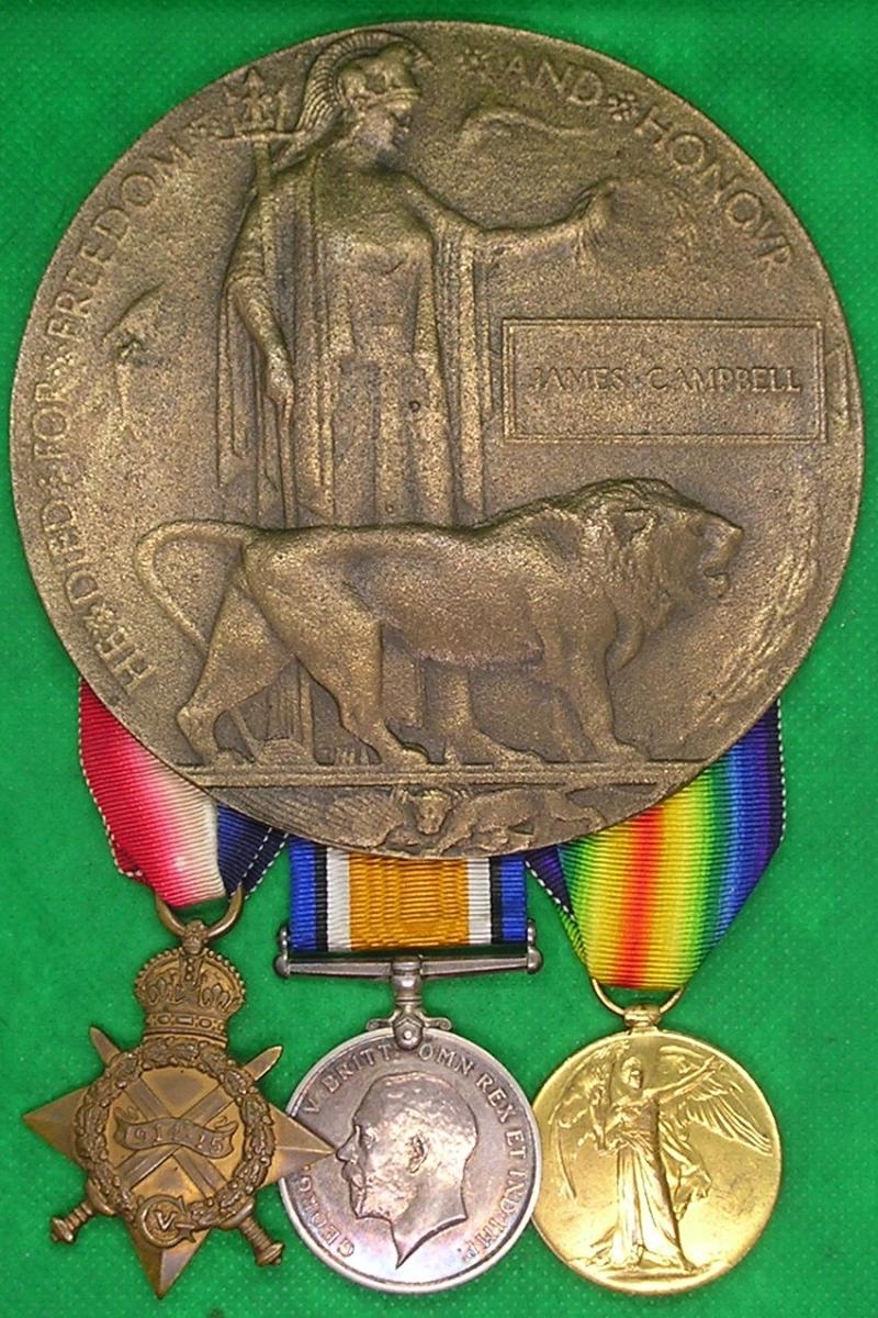 WW1 1914-15 TRIO & MEMORIAL PLAQUE, 1/4th NORTHUMBERLAND FUSILIERS, K.I.A F&F 24-4-1917 FROM WINLATON
