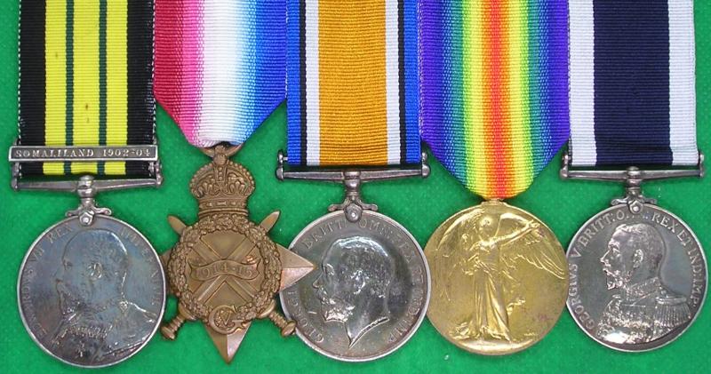 A.G.S SOMALILAND 1902-04 & 1914-15 TRIO, PAINTER HMS COSSACK, DIED HOME 1917, FROM STONEGATE