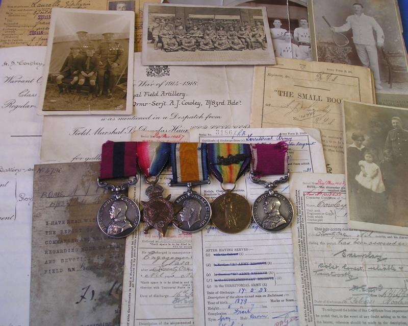WW1 DCM GROUP WITH MID & LS&GC, B-83rd BDE RFA, FROM COUNTY CORK, WITH ORIGINAL DOCUMENTS, DIVISIONAL GALLANTRY CARD, M.I.D CERTIFICATE & PHOTOGRAPHS