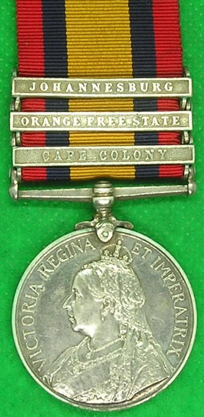 3 BAR QSA WITH JOHANNESBURG CLASP, N.STAFFORDSHIRE.REGT