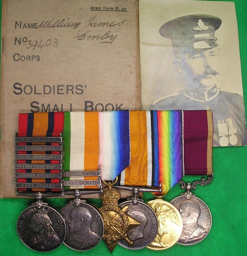 6 BAR QSA, KSA, 1914-15 TRIO & EVII LS&GC, 61st BTY R.F.A, WITH ORIGINAL SERVICE BOOK & PHOTOGRAPH