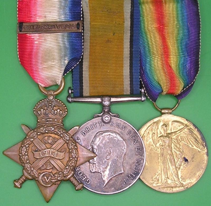 WW1 1914 MONS STAR & BAR TRIO, 1st ROYAL SCOTS FUSILIERS, WOUNDED 29-1-1916