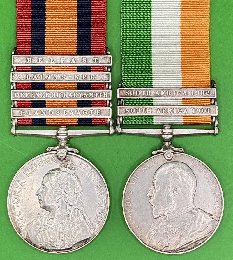 4 BAR QSA & KSA PAIR, 2nd GORDON HIGHLANDERS, ELANDSLAAGTE & DEFENCE OF LADYSMITH