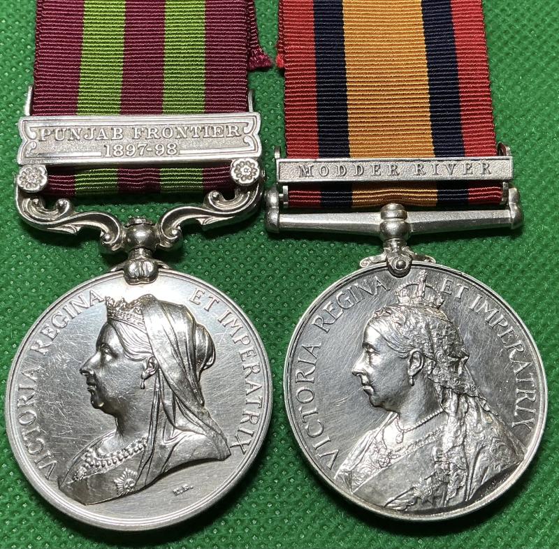 IGS 1895, PUNJAB FRONTIER 1897-98 & QSA MODDER RIVER, 2nd A&S.HIGHRS, WOUNDED MODDER RIVER 28-11-1899