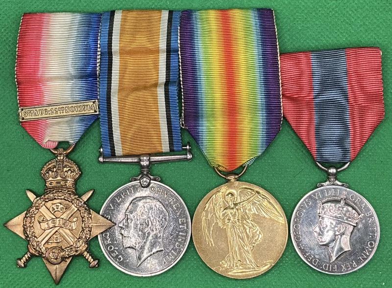 WW1 1914 STAR TRIO & GVIR ISM, 2nd BLACK WATCH, FROM PERTH, WOUNDED 1914