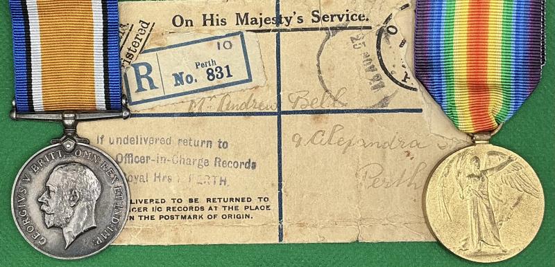 WW1 PAIR, 14th BLACK WATCH, LOST AS SEA WHEN HMS ARAGON WAS SUNK 30-12-1917, FROM PERTHSHIRE