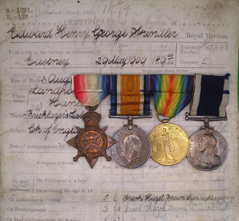 WW1 1914 STAR TRIO & LS&GC, ROYAL MARINE BRIGADE / R.M.L.I, WITH ORIGINAL SERVICE PAPERS