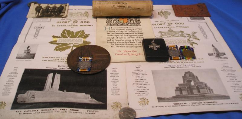 WW1 FAMILY GROUP TO BROTHERS IN LAW FROM HAWICK, BOTH FATAL CASUALTIES, 102nd CANADIAN INFANTRY & 18th HIGHLAND.L.I