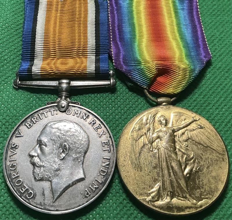 WW1 PAIR 24/27th NORTHUMBERLAND FUSILIERS, WOUNDED 1918, FROM HUDDERSFIELD