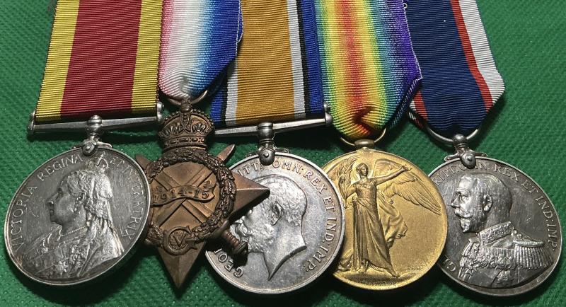 NO BAR CHINA 1900, 1914-15 TRIO & RFR LONG SERVICE, HMS ISIS ROYAL NAVY & RFR, FROM NEW SOUTHGATE