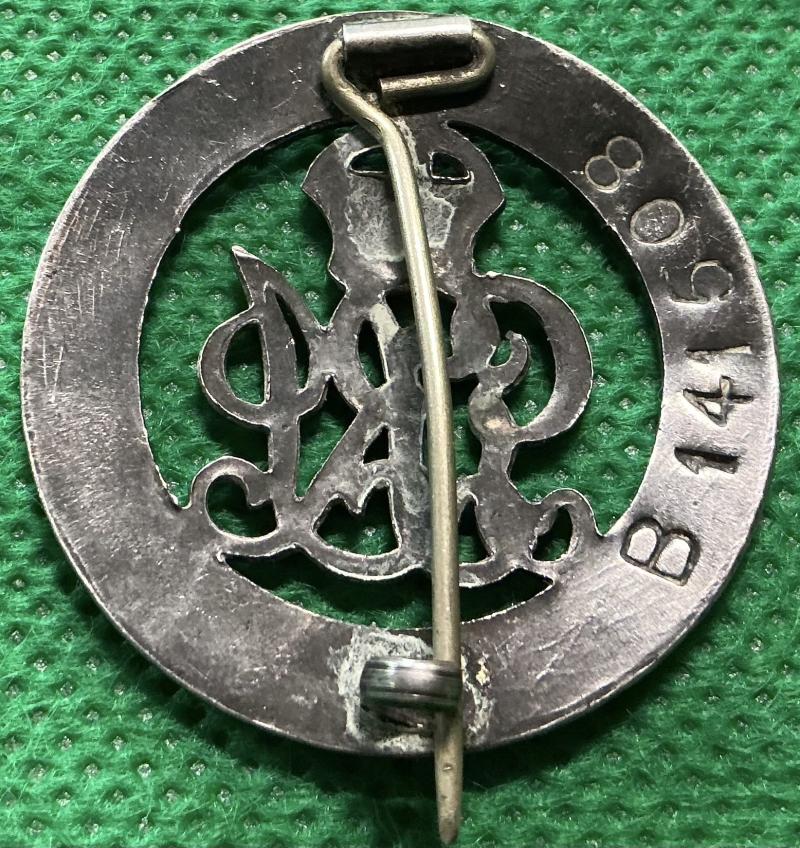 WW1 SILVER WAR BADGE, ROYAL FIELD ARTILLERY, FROM BLYTH