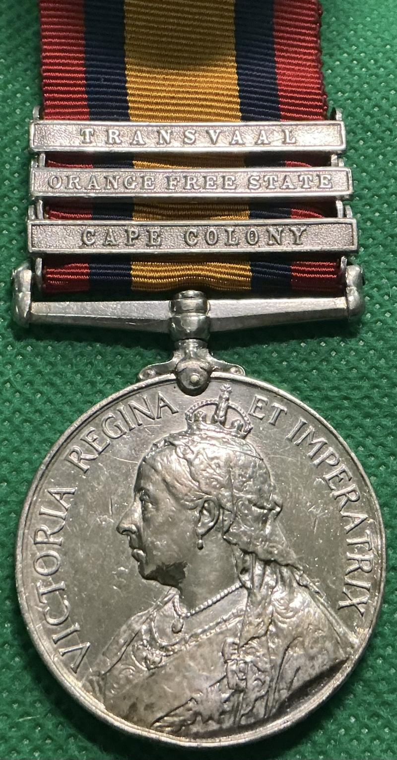 3 BAR QSA, 1st HIGHLAND LIGHT INFANTRY, P.O.W SWALKRANT 4-6-1900 & M.I.D BY METHUNE 15-2-1900