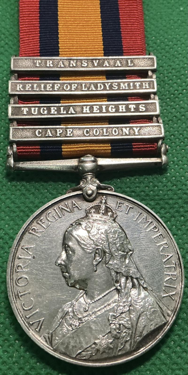 4 BAR QSA, 2nd ROYAL SCOTS FUSILIERS, WOUNDED PIETERS HILL, 27-2-1900