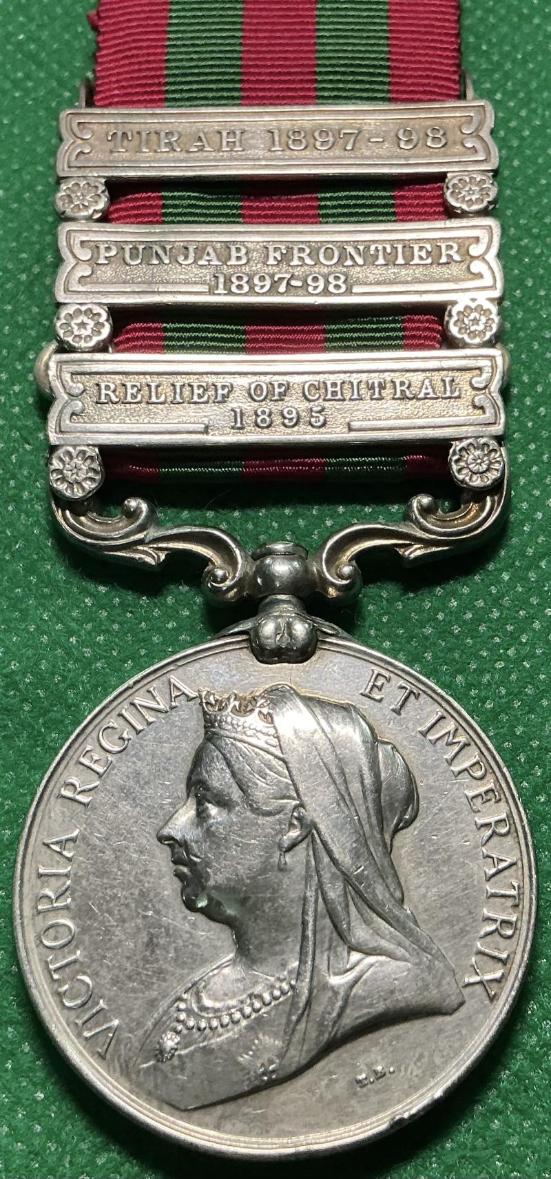 3 BAR IGS 1895, 1st GORDON HIGHLANDERS, WOUNDED DARGAI 18-10-1897