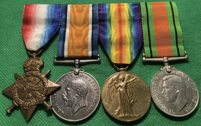 WW1 1914 MONS STAR TRIO & DEFENCE MEDAL, CAPTAIN, 1st KINGS DRAGOON GUARDS