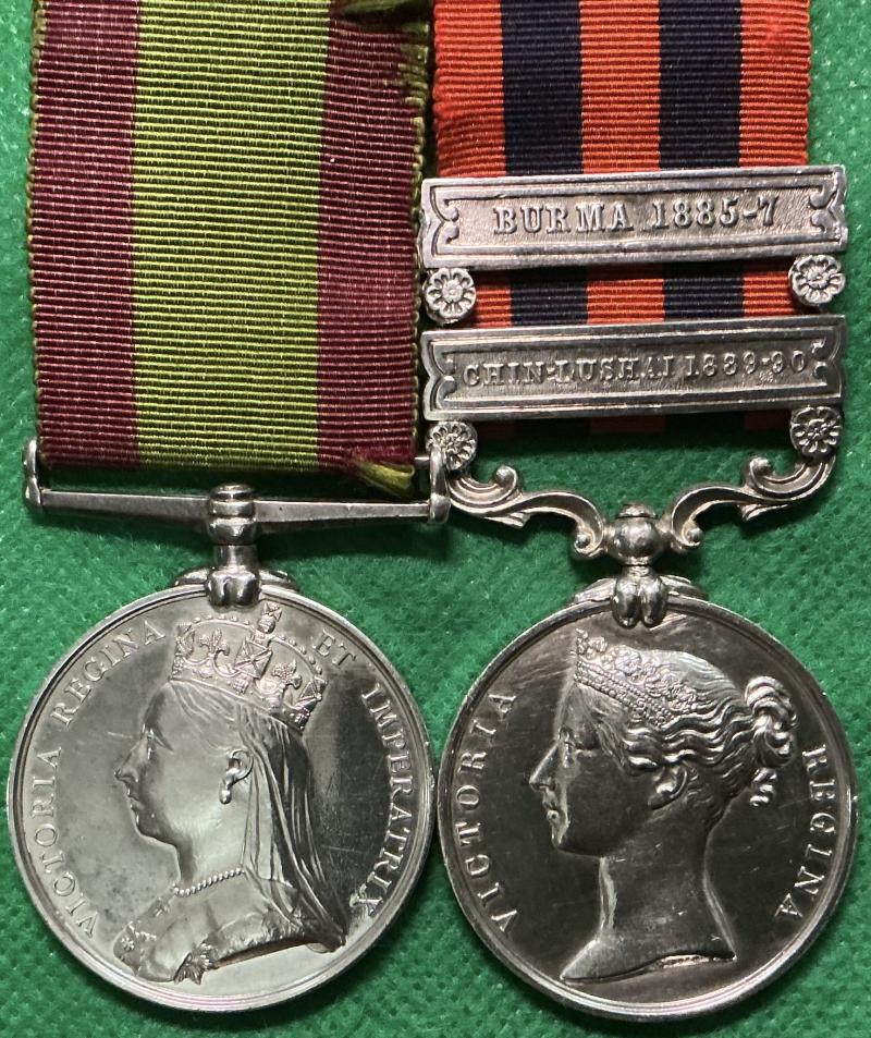 NO BAR AFGHANISTAN 1878-80 & IGS 1854 CHIN-LUSHI 1889-90 & BURMA 1885-7, OFFICER 1st MADRAS NATIVE INFANTRY