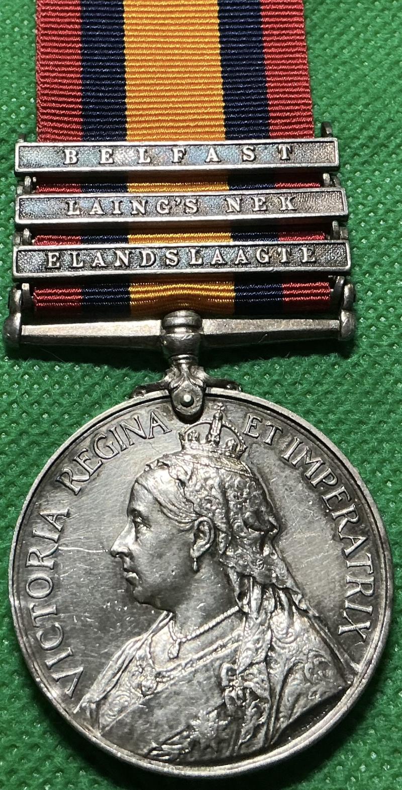 3 BAR QSA, ELANDSLAAGTE, LAINGS NEK, BELFAST, 2nd GORDON HIGHRS, WOUNDED ELANDSLAAGTE 21-10-1899