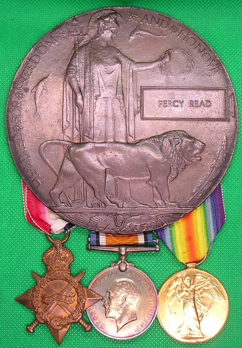 WW1 1914-15 TRIO & MEMORIAL PLAQUE, 12th NORTHUMBERLAND FUSILIERS, K.I.A F&F 22-6-1916 FROM CLECKHEATON