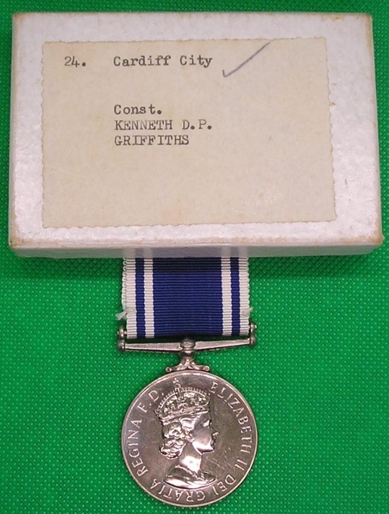 MINT BOXED EIIR POLICE LONG SERVICE, CARDIFF CITY POLICE