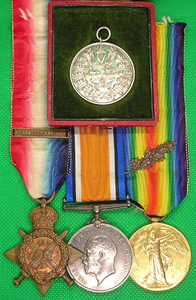 WW1 1914 MONS STAR & BAR TRIO, OFFICER 2nd ROYAL IRISH REGT, K.I.A 20-10-1914 & M.I.D 17-2-1915