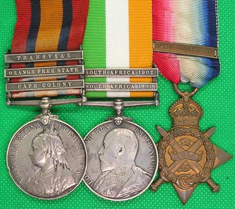 QSA, KSA & 1914 STAR, R.S.MJR.1st WILTSHIRE REGT, COMMISSIONED 1914 & P.O.W 27-10-1914