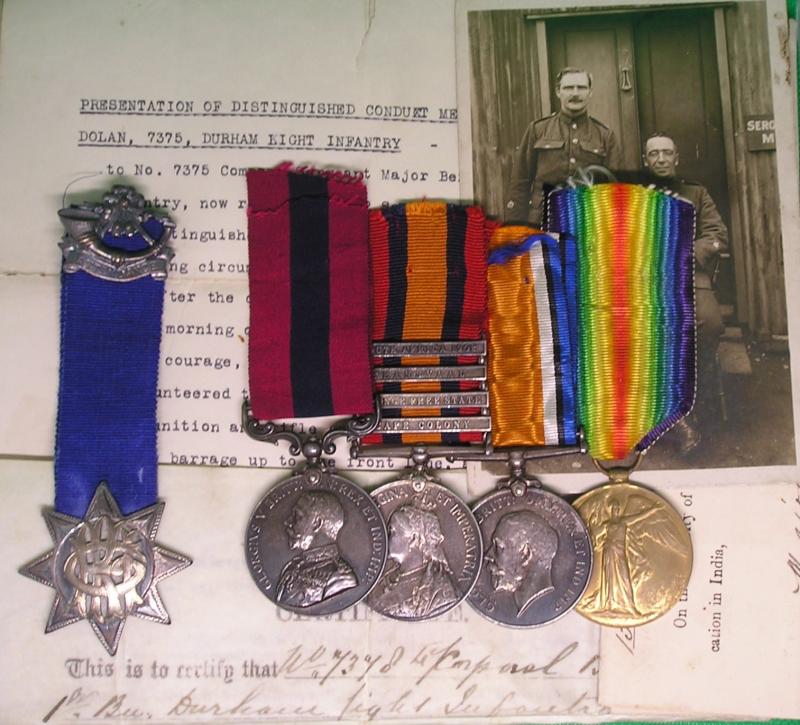 WW1 DCM GROUP WITH QSA & WW1 PAIR, C.S.MJR 18th DURHAM LIGHT INFANTRY, FROM THORNABY ON TEES, WITH ORIGINAL PHOTO & PAPERS