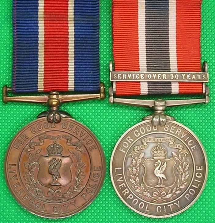 PAIR OF LIVERPOOL CITY POLICE WATCH COMMITTE LONG SERVICE MEDALS