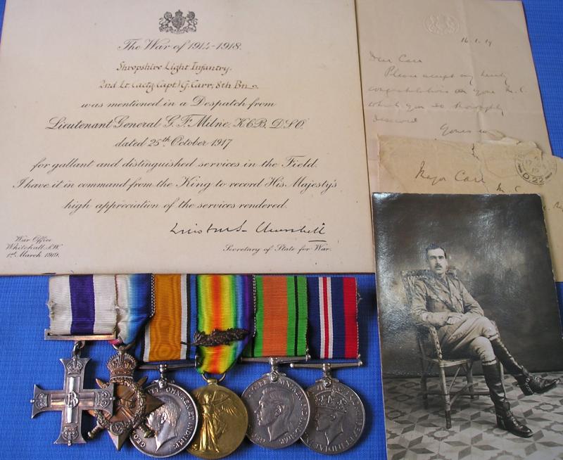 WW1 & WW2 MILITARY CROSS GROUP, 8th SHROPSHIRE LIGHT INFANTRY, M.I.D SALONICA 1917, WOUNDED & GASSED 1918