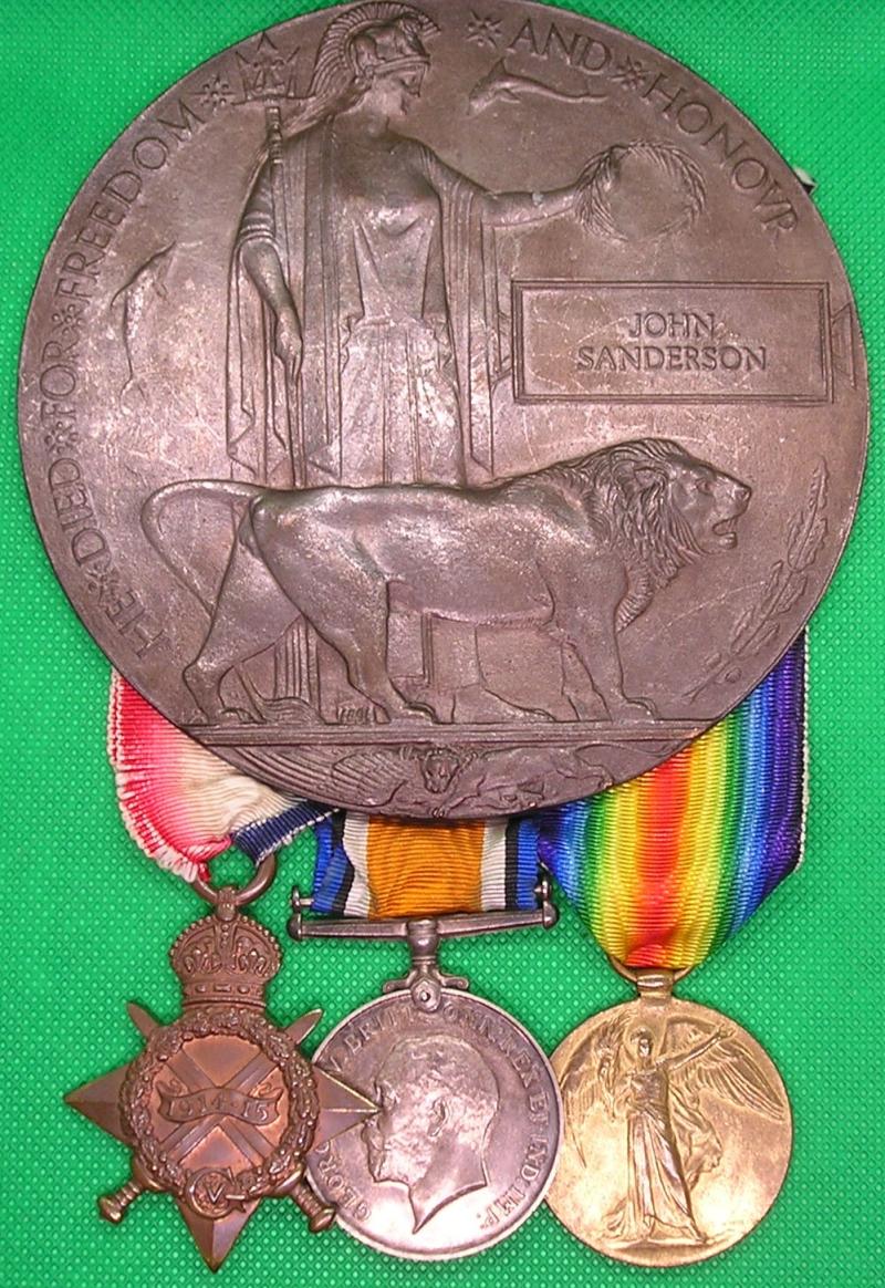 WW1 1914-15 TRIO & MEMORIAL PLAQUE, 8th & 2nd BLACK WATCH, DIED PERSIAN GULF 29-6-1916 FROM HAWICK