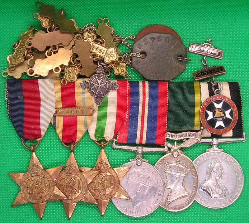 WW2 TERRITORIAL & S.J.A.B GROUP, K.R.R.C FROM TWEEDMOUTH, WITH BOXES OF ISSUE ,DOG TAGS & BELFORD WELCOME HOME CERTIFICATE