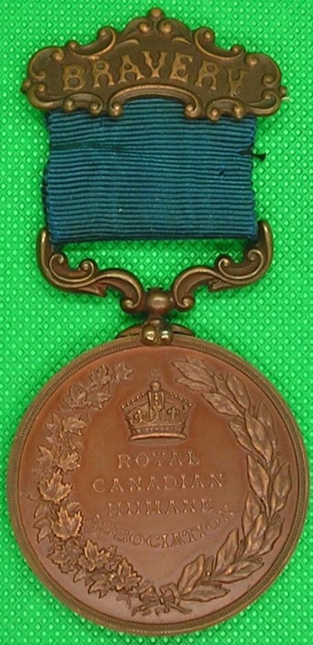 ROYAL CANADIAN HUMANE ASSOCIATON MEDAL, FOR LIFE SAVING 1898
