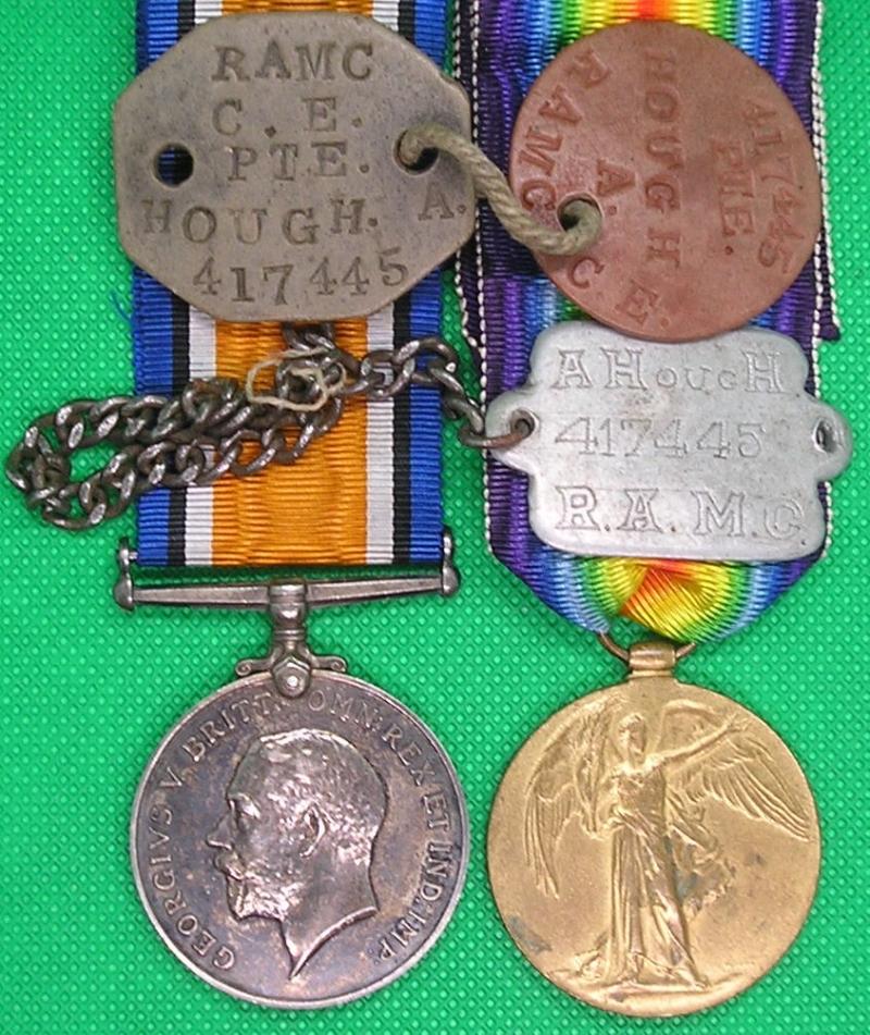 WW1 PAIR WITH ORIGINAL DOG TAGS & ID BRACELET, R.A.M.C