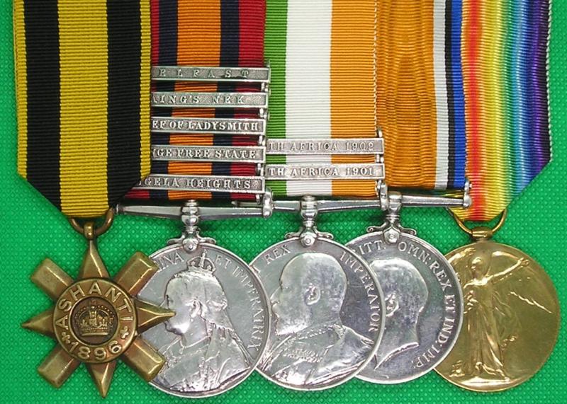 ASHANTI STAR, QSA, KSA & WW1 PAIR, W.YORK.R & RIFLE BRIGADE, WITH A SUPERB PHOTOGRAPH OF THE RECIPIENT WEARING HIS MEDALS