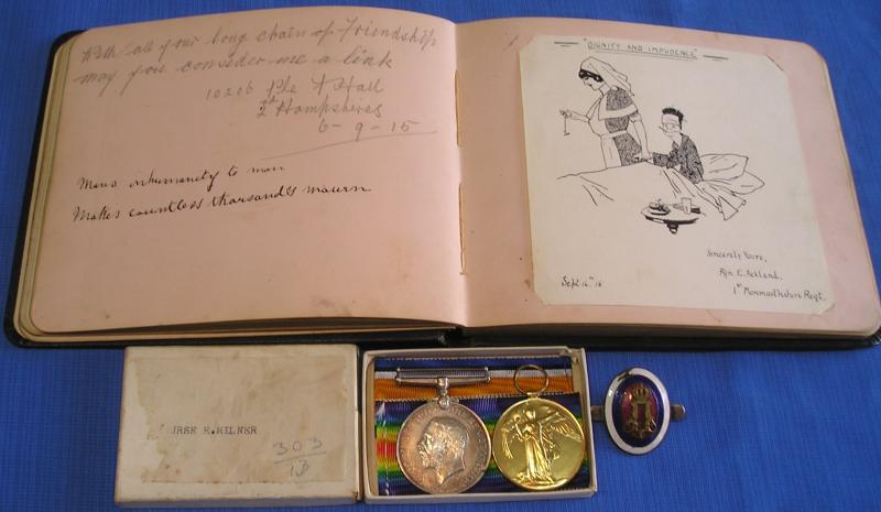 MINT BOXED WW1 PAIR, STAFF NURSE Q.A.I.M.N.S, WITH A SUPERB SKETCH BOOK & SWEETHEART BROOCH, SERVED SALONICA 1917-1918