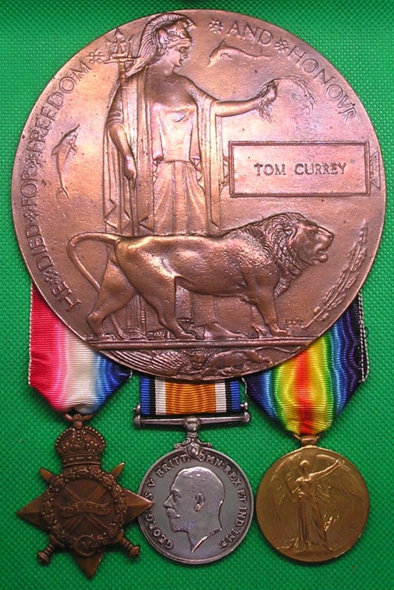 WW1 1914-15 TRIO & MEMORIAL PLAQUE, 2nd YORKSHIRE REGIMENT, K.I.A F&F 22-9-1917, FROM BOLDON COLLIERY