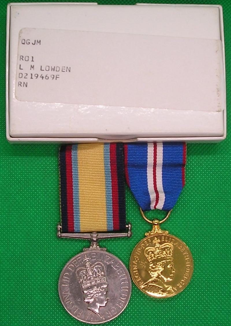 NO BAR GULF MEDAL 1990-91 & 2002 GOLDEN JUBILEE, ROYAL NAVY