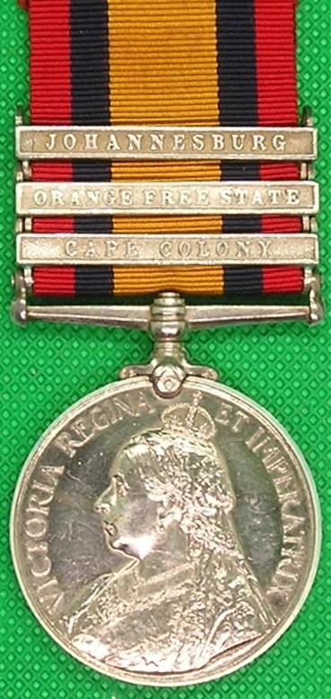 3 BAR QSA WITH JOHANNESBURG CLASP, N.STAFFORDSHIRE.REGT