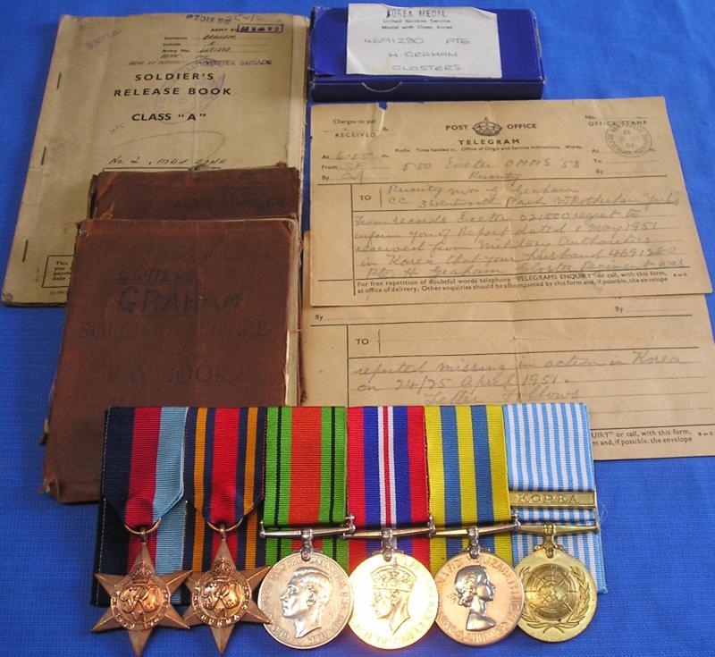 WW2 & KOREAN WAR GROUP, K.O.Y.L.I & 1st GLOUCESTER REGT, P.O.W ESCAPER IMJIN RIVER 1951
