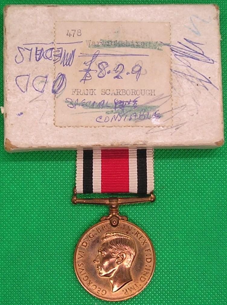 MINT BOXED GVIR 1st TYPE SPECIAL CONSTABULARY FAITHFUL SERVICE MEDAL, WARWICKSHIRE CONSTABULARY