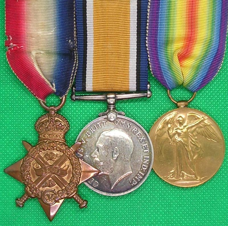 WW1 1914 STAR TRIO, 111th HEAVY BTY, R.G.A, ACCIDENTLY KILLED FRANCE 21-9-1915, FROM WOOLWICH