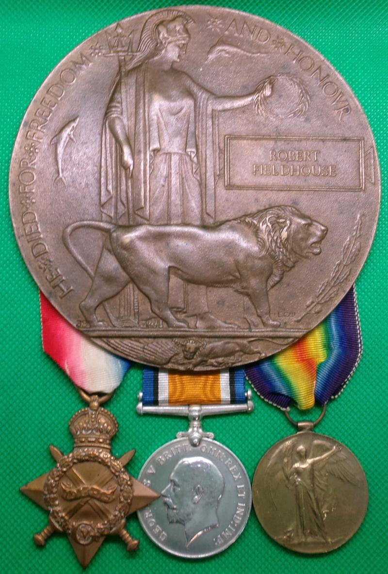 WW1 1914-15 TRIO & PLAQUE, 1/6th W.YORK.R, RECORDED AS MISSING ON THE SOMME 1-7-1916 & DEATH PRESUMED 2-7-1916, FROM BRADFORD